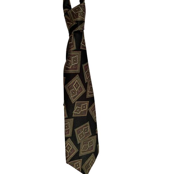 Oscar de la Renta Neckwear 100% Imported Silk Blue with Paisley Triangles - Picture 1 of 5